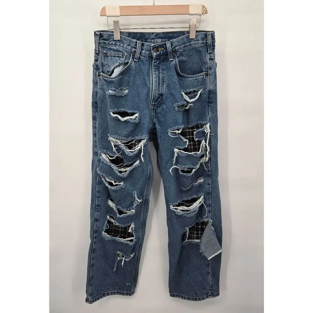Vintage Carhartt Lined Jeans Size 32 x 30 Ripped Destroyed